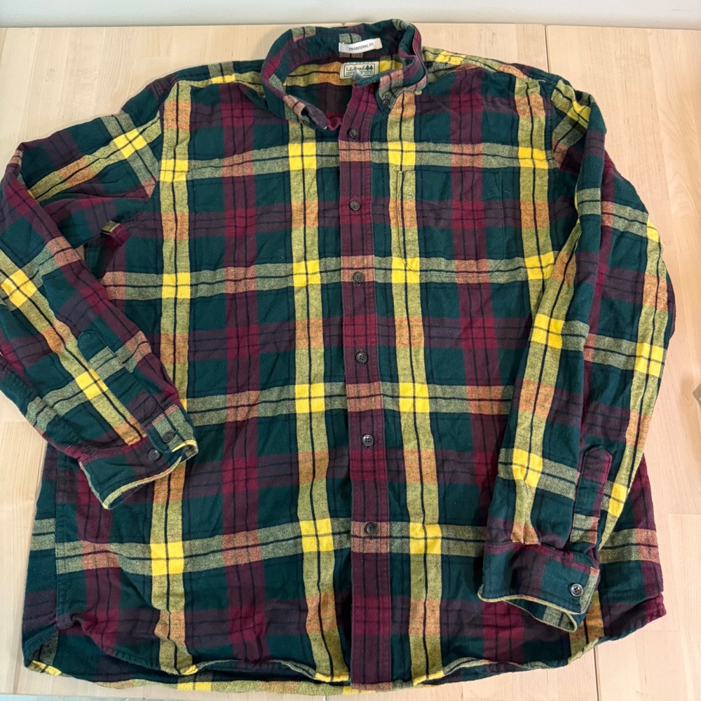 L.L.Bean Traditional Fit Flannel Shirt Mens XL‎ Long Sleeve Plaid Casual